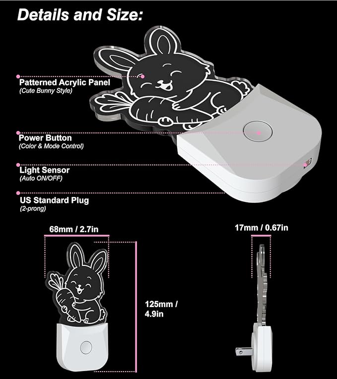 Cute Bunny Night Light, RGB LED Night Lamp - Image 4