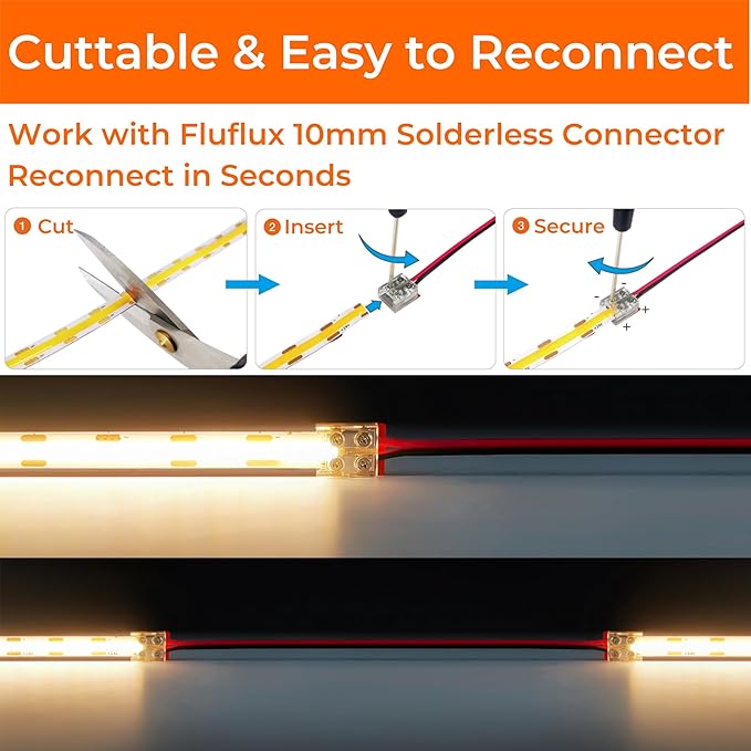 Candlelight COB LED Strip Lights 2400K, 16.4FT 24V LED Tape Light - Image 5