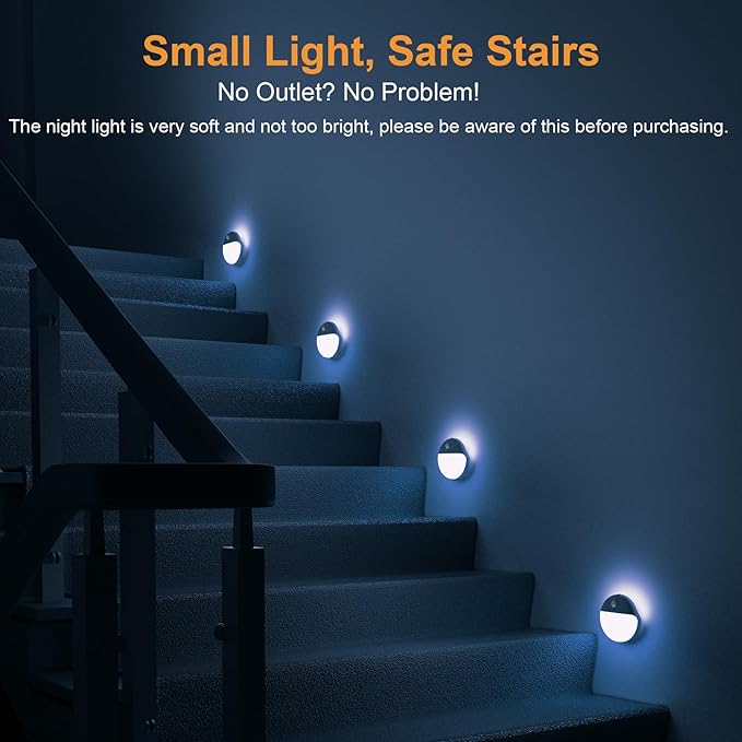 2 Pack Azure Battery Night Light, Motion Activated Night Light, 2.6" Small - Image 2