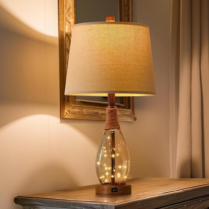 OYEARS 23" USB A+C Table Lamp for Bedroom Living Room Modern Bedside Lamps - Image 7