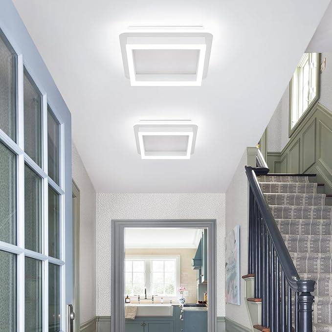 CANEOE 3 Packs Square Flush Mount Ceiling Light, 6000K Black Modern LED Ceiling - Image 2