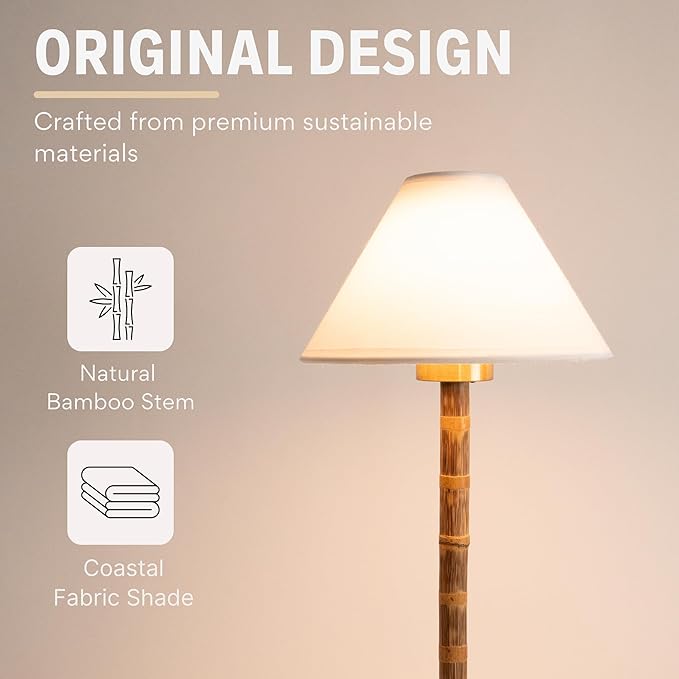Bamboo Cordless LED Table Lamp – Rechargeable 24-Hour Battery, Dimmable Warm - Image 2