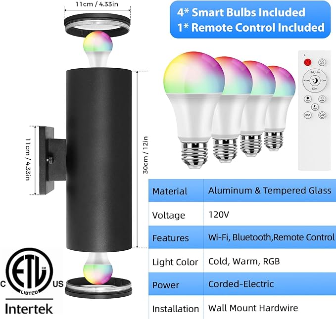 SHIMR Color Changing Outdoor Lights 2 Pack, RGB 2700K-6500K Smart Porch Lights - Image 6