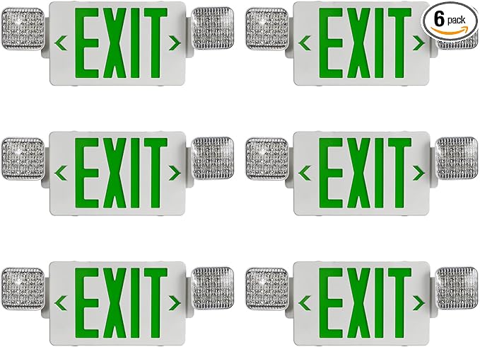 CM MZY Green Exit Sign with Emergency Light, Two Adjustable Square Head by CMMZY