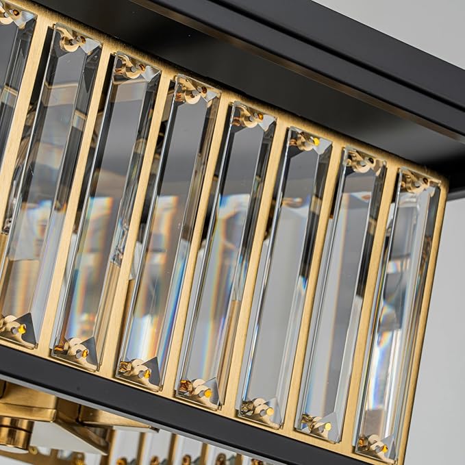 4-Lights Crystal Ceiling Light, 2-Tier Square Flushmount Light Fixture - Image 9