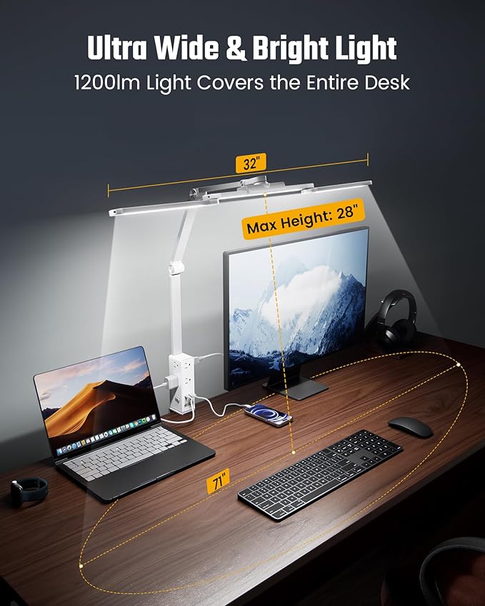 SUPERDANNY LED Desk Lamp with Power Strip - Image 4