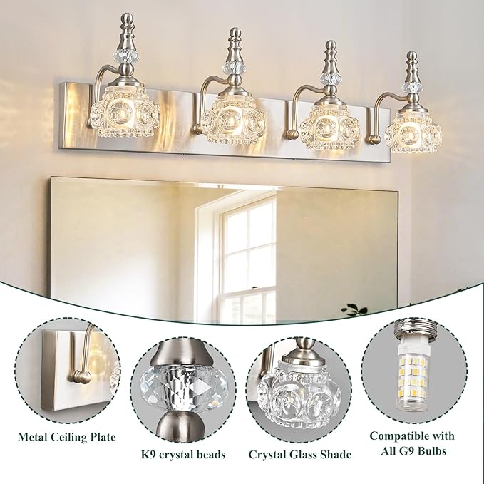 Modern Glass Crystal Vanity Light - Image 3