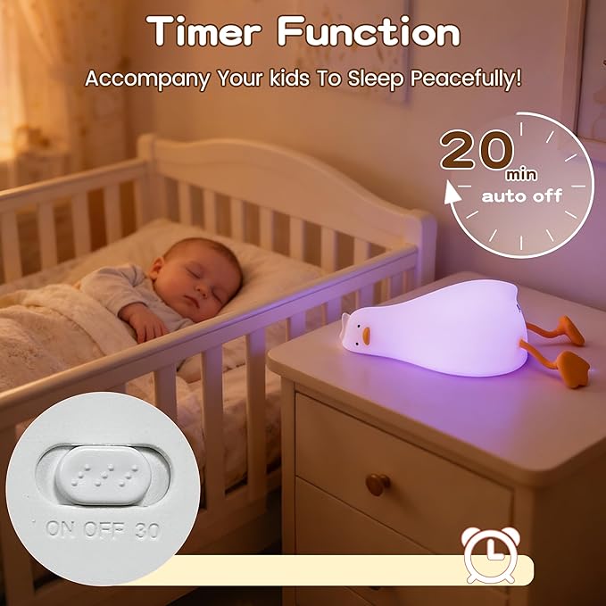 Cute Duck Night Light with Color Changing, APP/Tap Fun Lying Flat Duck Lamp - Image 4