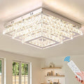 Finktonglan Modern Square Crystal LED Ceiling Light Fixture, 15” Dimmable by Finktonglan