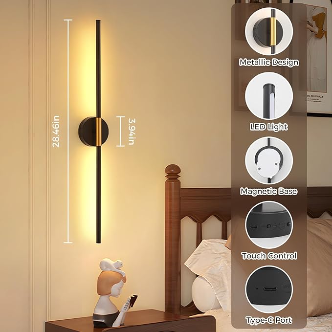 Wireless Wall Sconce Battery Operated Set of 2 - Image 7