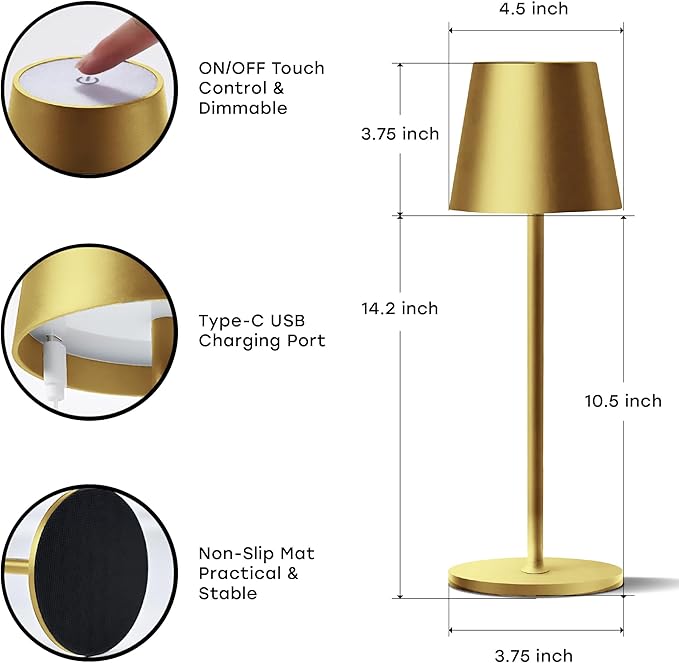 2 Pack Cordless Table Lamp, Portable LED Desk Lamp, 5200mAh Battery Operated - Image 9