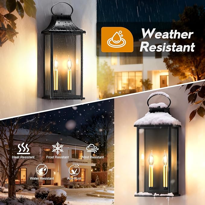 21" Large Outdoor Wall Lights 2 Packs, 2-Light Outdoor Lanterns - Image 5