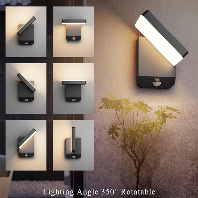 2 Pack Motion Sensor Outdoor Wall Light, Modern LED Black Motion Outdoor Light - Image 7