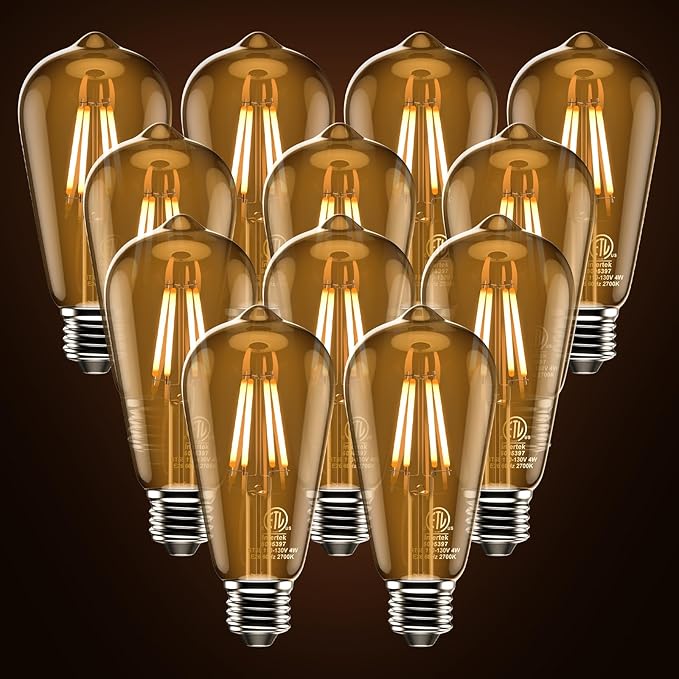 ASOKO ST58 Antique LED Filament Light Bulbs, LED Dimmable Edison Light Bulbs 4W by ASOKO