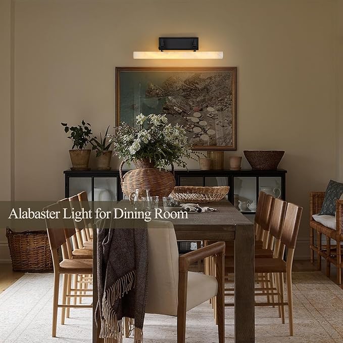 Alabaster Picture Lights for Wall, 20in Spanish Marble Picture Light Hardwired - Image 2