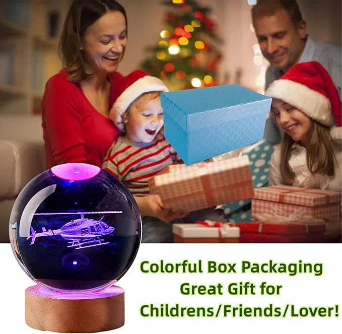 Large Helicopter Crystal Ball Night Light - Image 5