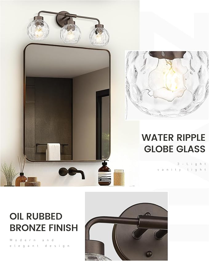 zeyu 3-Light Farmhouse Vanity Light, 23 inch Bathroom Light Fixtures - Image 4