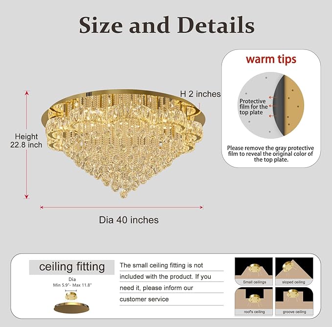 Flashing God 40inches Gold Chanderliers - Image 6