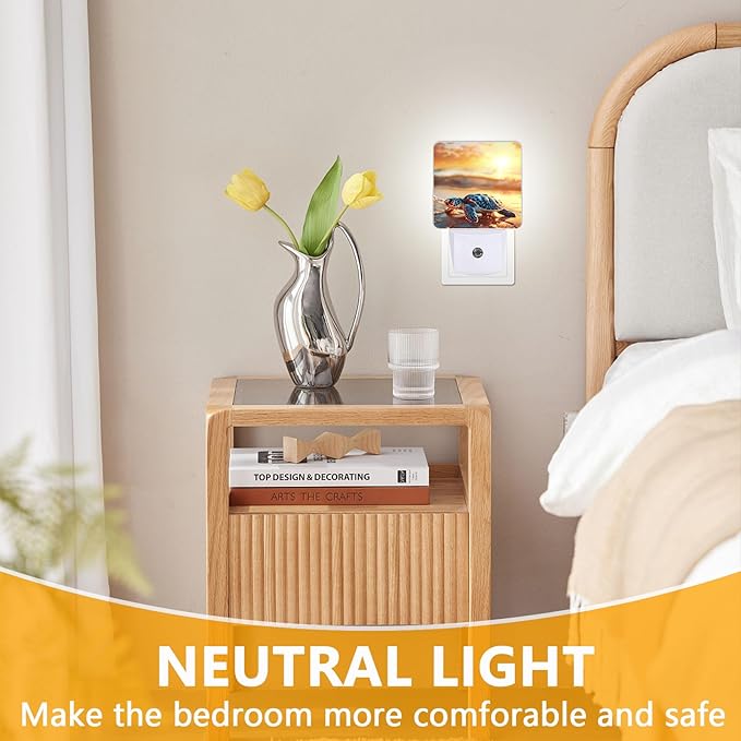 Sea Turtle Beach Sunrise Night Light, Plug-into Nightlight White LED Lamp - Image 3