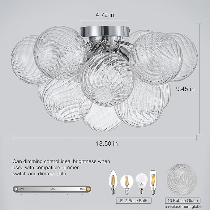 GoYeel Modern Chandelier Close to Ceiling Light Fixture 3 Light Contemporary - Image 5