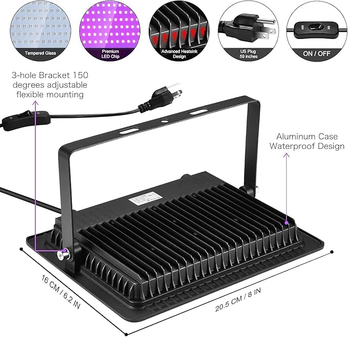 4 Pack 150W LED Black Lights, IP66 Waterproof - Image 4