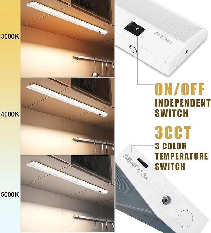 Ansen Hardwired Under Cabinet Lighting, 12in 10W LED Light - Image 3