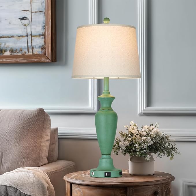 30" Tall Metal Table Lamps Set of 2, Touch Control Bedside Lamps - Image 6