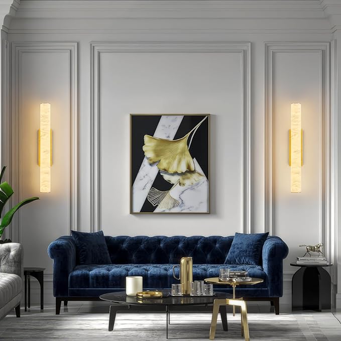 LMQNINE Natural Alabaster Wall Sconces Spanish Marble Wall Light Cylinder - Image 4