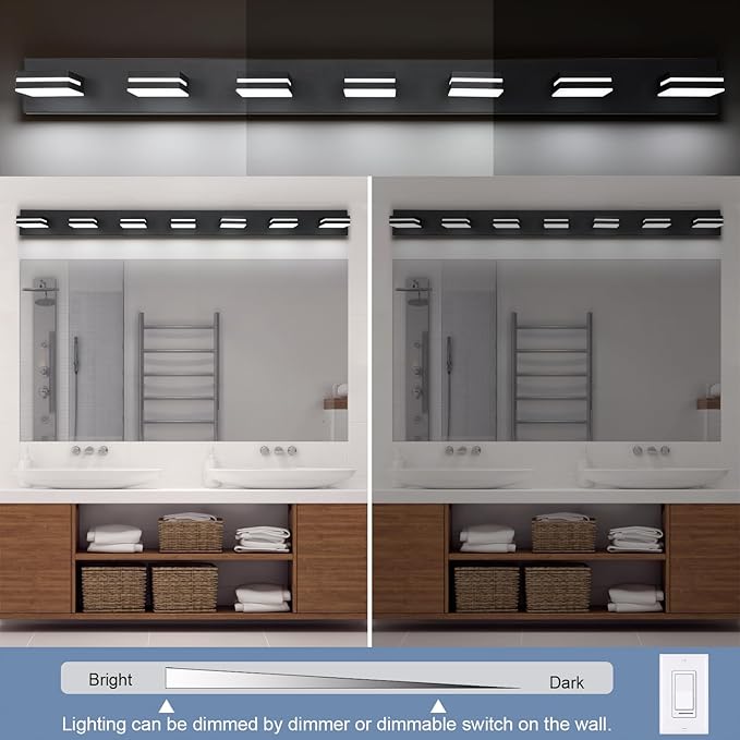 SineRise LED Modern Bathroom Vanity Light Fixtures, Matte Black Modern Acrylic - Image 3