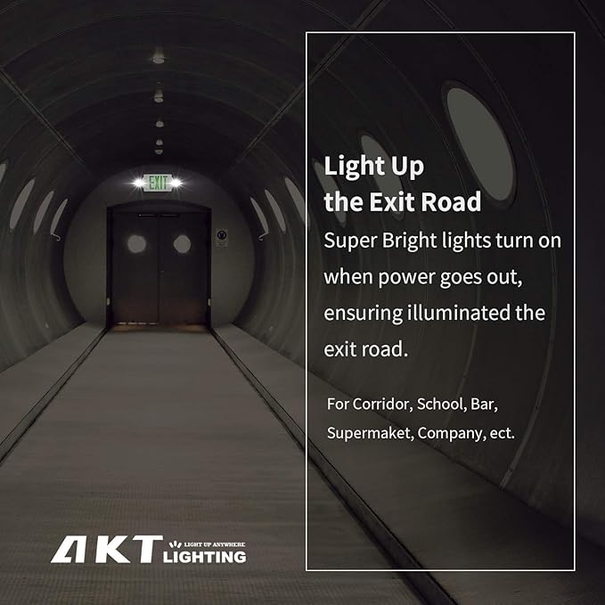 AKT LIGHTING LED Emergency Light & Exit Sign Combo, UL Certified Emergency Exit - Image 6