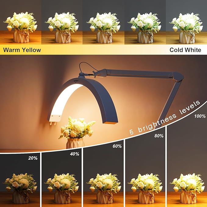 LED Half Moon Light with Desk Clamp, 30W Bright 288PCS LEDs, Metal Swing Arm - Image 2