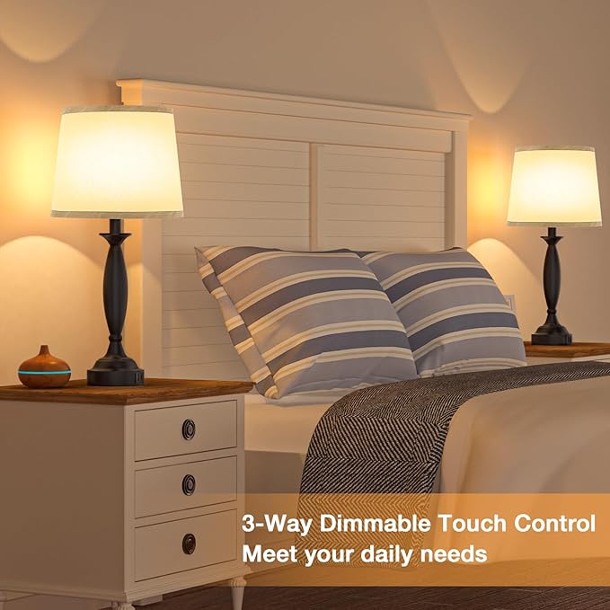 Grey Lamps for Bedrooms Set of 2 - Image 4