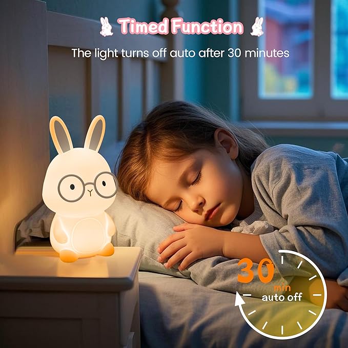 Bunny Night Light, Rabbit Lamp for Kids, Rechargeable Nursery Nightlight - Image 4