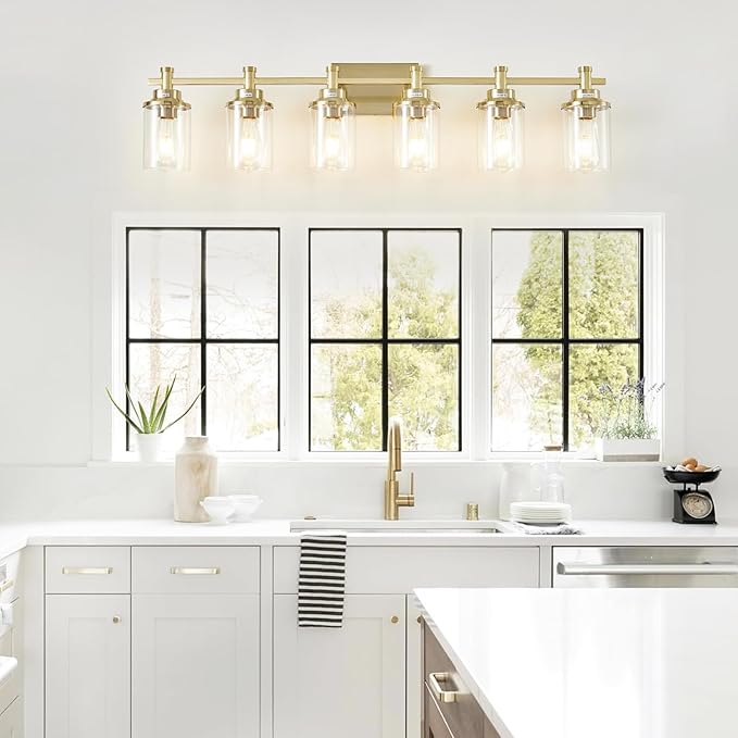 Brushed Brass Vanity Light, 6-Light Fixtures - Image 6