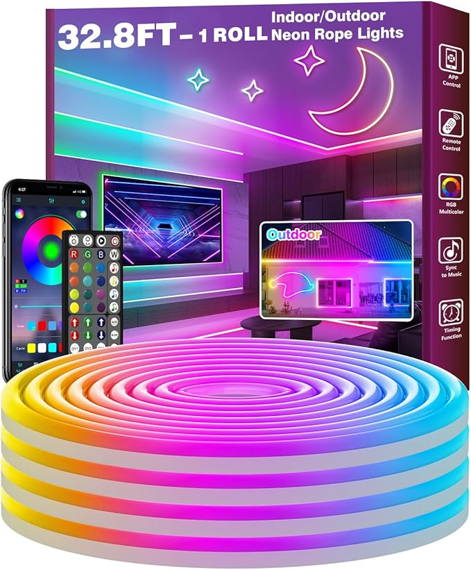 32.8Ft Led Rope Lights, Flexible Neon Lights Control by Unknown