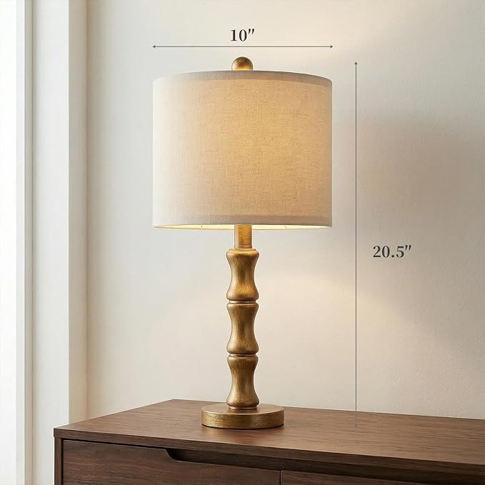 BOBOMOMO 20.5" Vintage Nightstand Lamps Set of 2, Farmhouse Table Lamps - Image 3