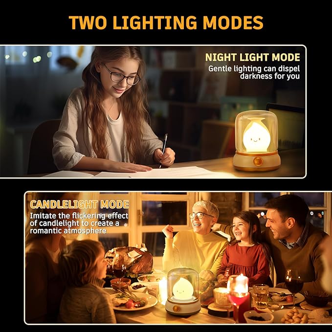 Ghost Campfire Night Light, Small Cute Desk Lamp, Dimmable Cordless Bedside - Image 3