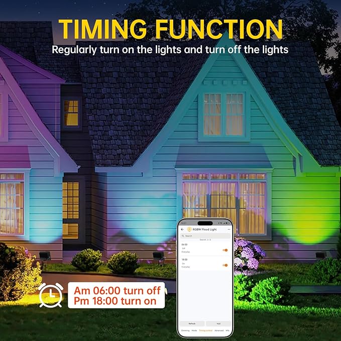 LED Flood Light Outdoor, 80W RGB Color Changing Smart Floodlights 2700K 8000LM - Image 6