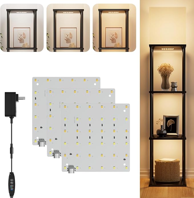 3-Pack Under Shelf Lighting for 3 Tier Floor Shelves, Ultra-Bright Square10 by Little+Joke