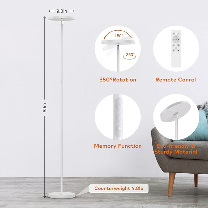 Floor Lamp, Bright 36W 3500LM Standing Lamp - Image 6