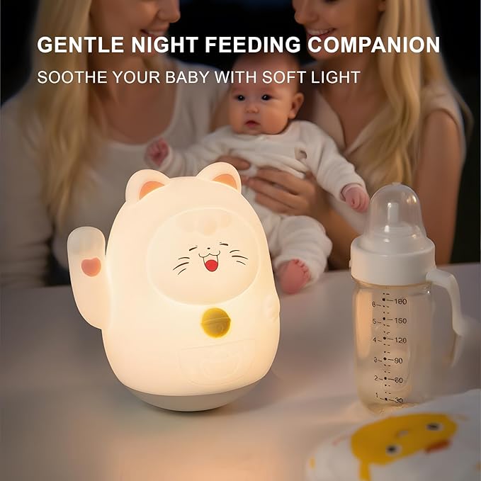 Cute Cat Night Light for Kids, LED Nursery Lamp Dimmable & Rechargeable - Image 6
