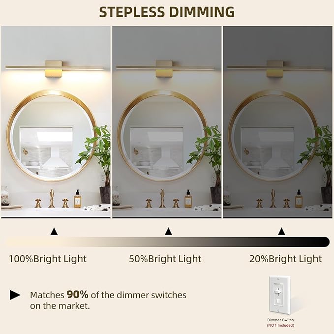 Gold Bathroom Light Fixtures Over Mirror, 32 Inch Brass Bathroom Vanity Light - Image 5