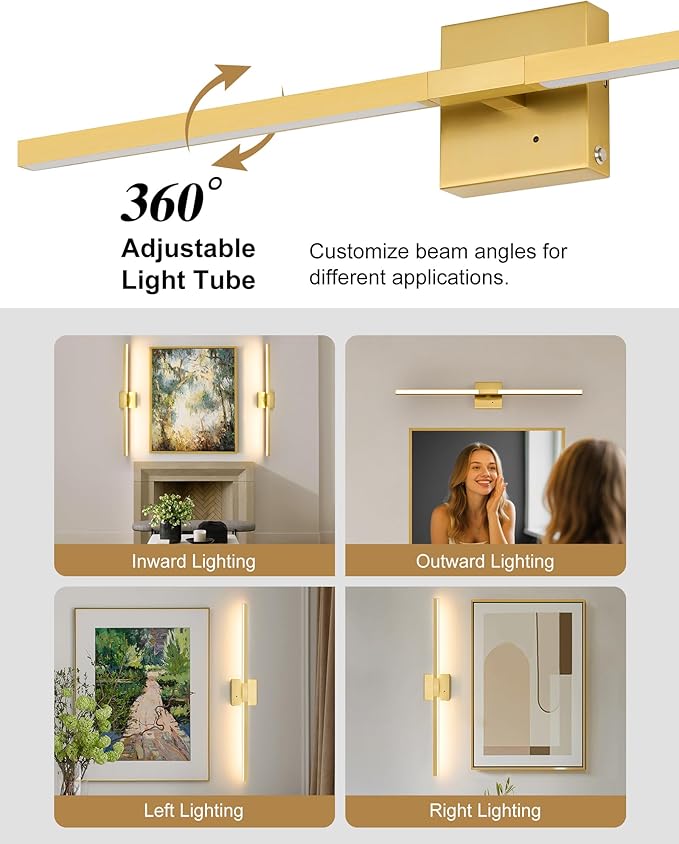 32 Inch Rechargeable Battery Operated Wall Sconce Set of Two, 8000mAh Cordless - Image 4