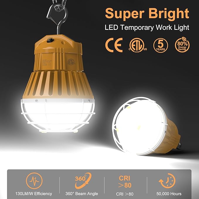 LED Temporary Work Light, 48W/64W/80W Adjustable, 4500K/5000K/5700K CCT - Image 2
