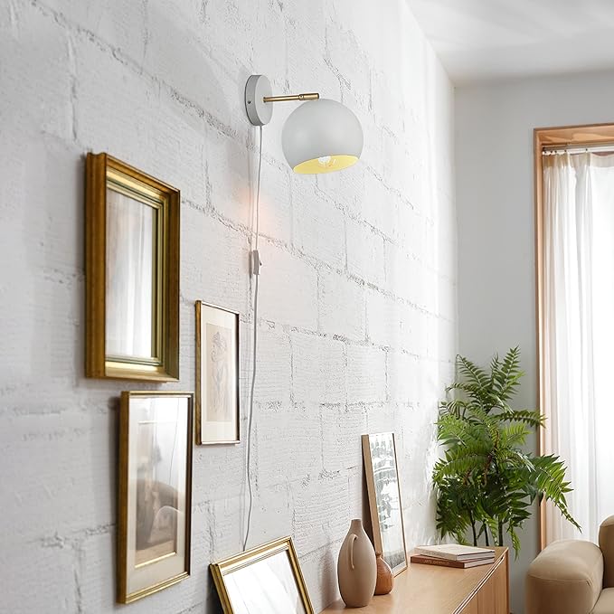 GLOBE Electric 52077 1-Light Plug-in or Hardwire Wall Sconce, Matte White - Image 2