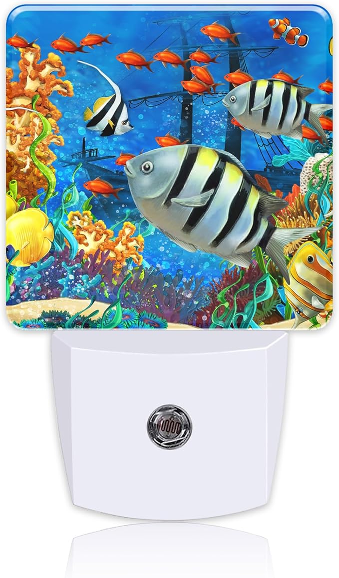 Cartoon Colorful Underwater World Night Light Plug into Wall by Uiaoiais