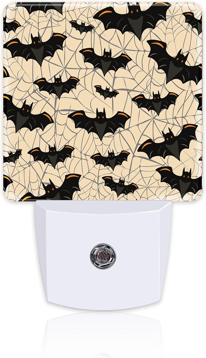 Halloween Gothic Bat and Spider Webs Night Light Plug into Wall, Scary Black by sndheke