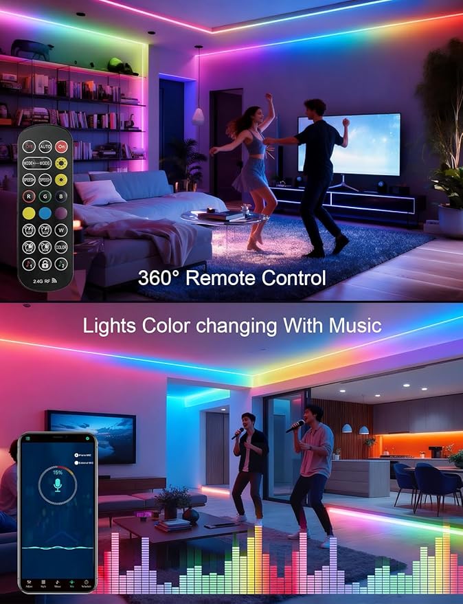 COB LED Strip Lights, RGB Smart IC, IP67 Waterproof, Dimmable 20FT/6M, Color - Image 5