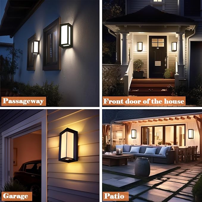 Porch Lights Outdoor Light Fixture, 12W Black Exterior Light Fixtures Wall Mount - Image 6