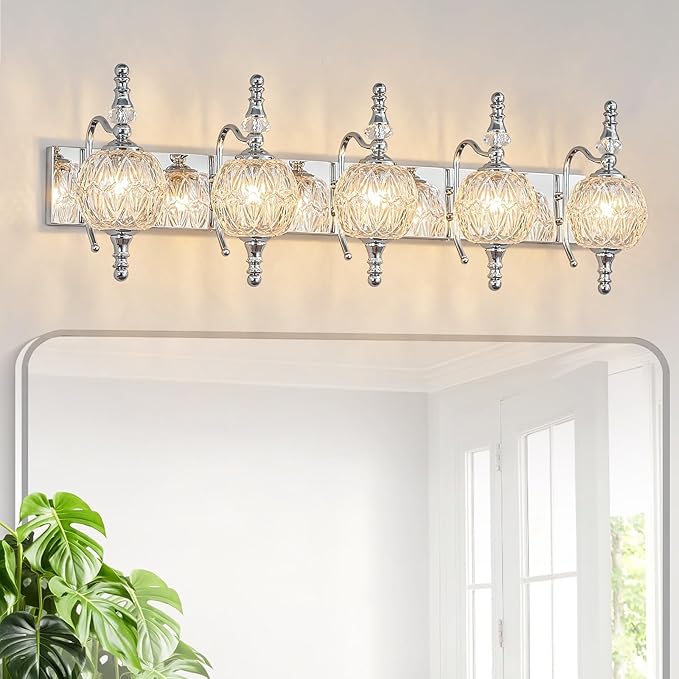 Modern Crystal Bathroom Vanity Lights Fixtures Over Mirror Chrome Vintage by LBSQJ